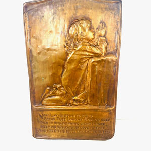Perin Bedtime Child in Prayer / Praying Copper / Bronze Repousse Embossed
